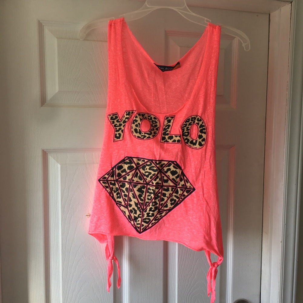 Neon Pink Cheetah Design “YOLO” & Diamond Cover-Up
